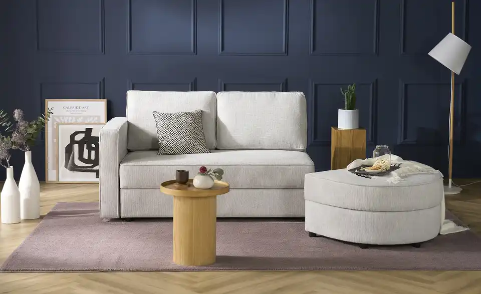Sofa 2-sitzig mit Hocker Arjana, Frontansicht