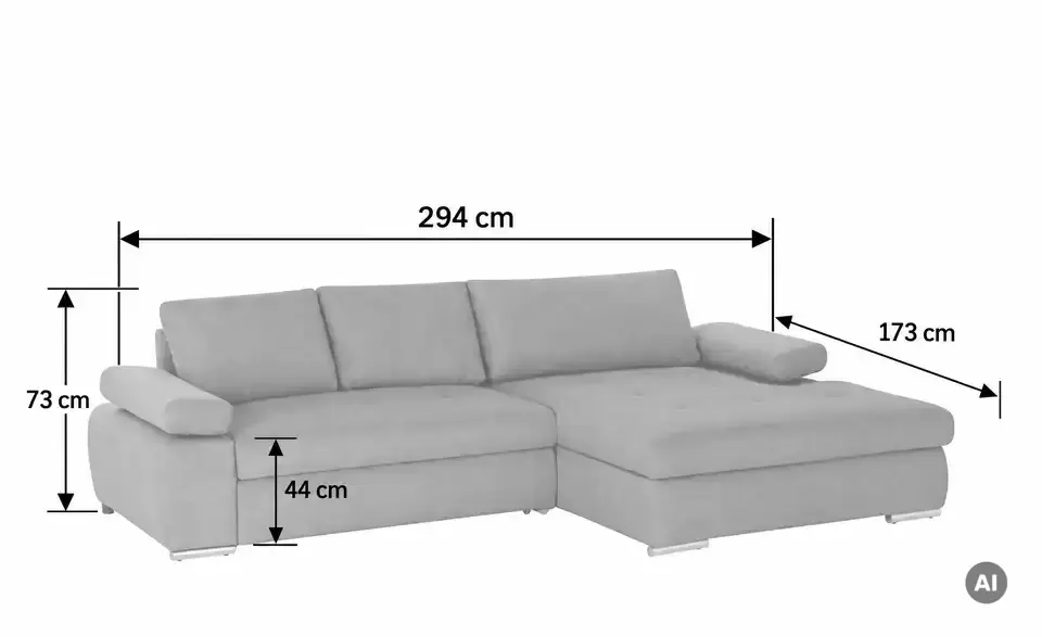 smart Ecksofa Ibby, Bemaßung