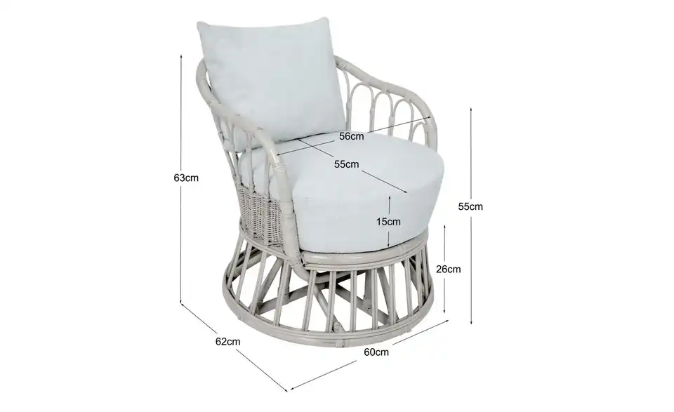 Sessel Palopo, Bemaßung
