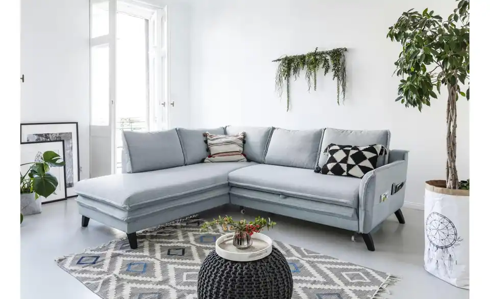 Miuform Ecksofa Charming Charlie mit Schlaffunktion, in Wohnsituation