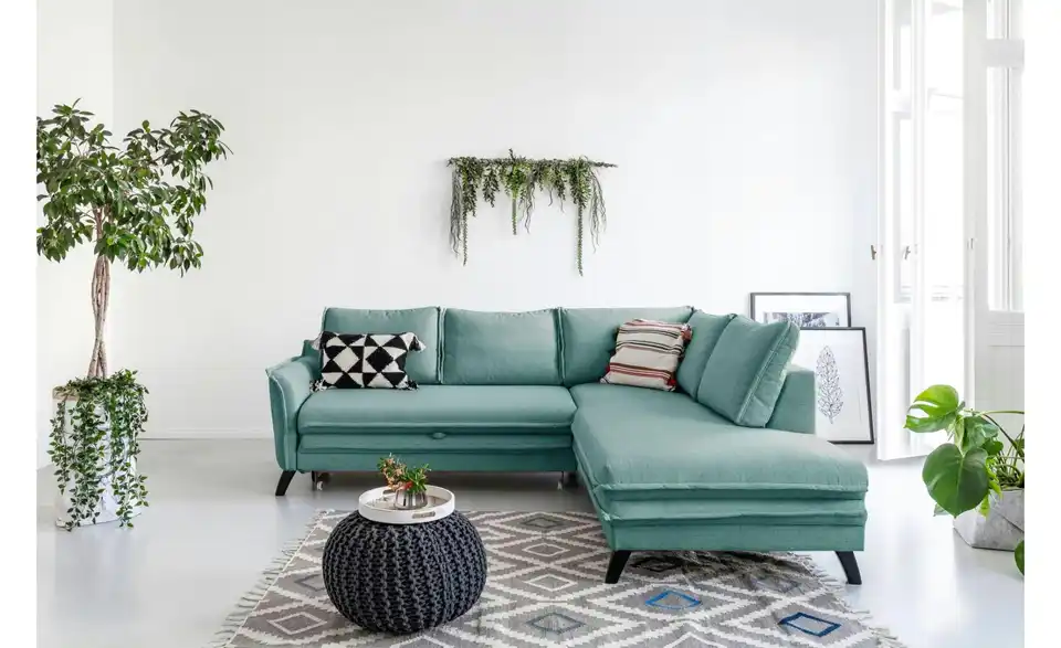 Miuform Ecksofa Charming Charlie mit Schlaffunktion, in Wohnsituation