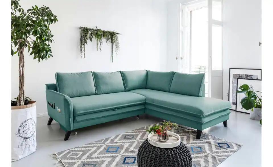 Miuform Ecksofa Charming Charlie mit Schlaffunktion, in Wohnsituation