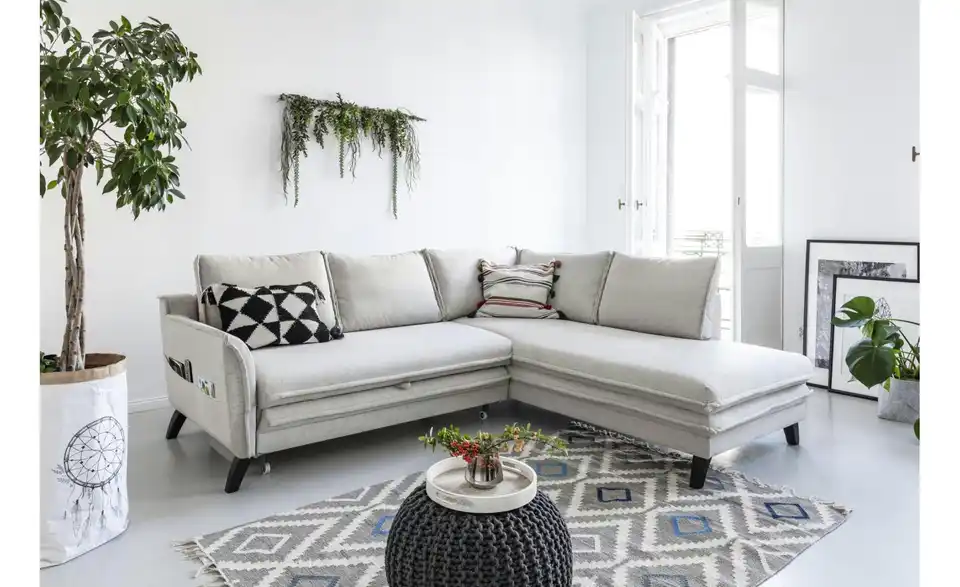 Miuform Ecksofa Charming Charlie mit Schlaffunktion, in Wohnsituation