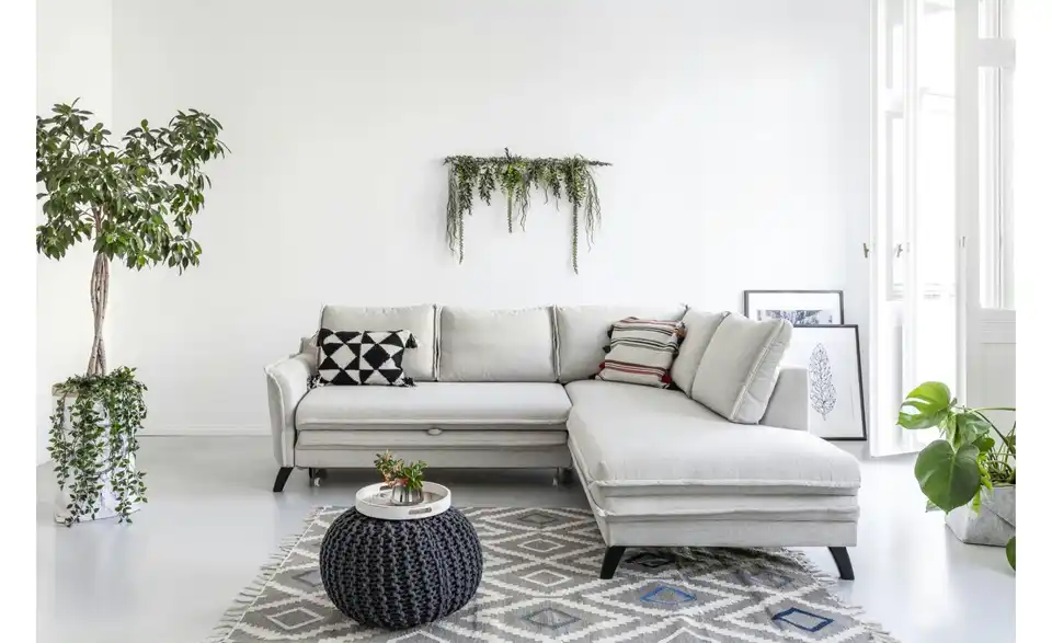 Miuform Ecksofa Charming Charlie mit Schlaffunktion, in Wohnsituation