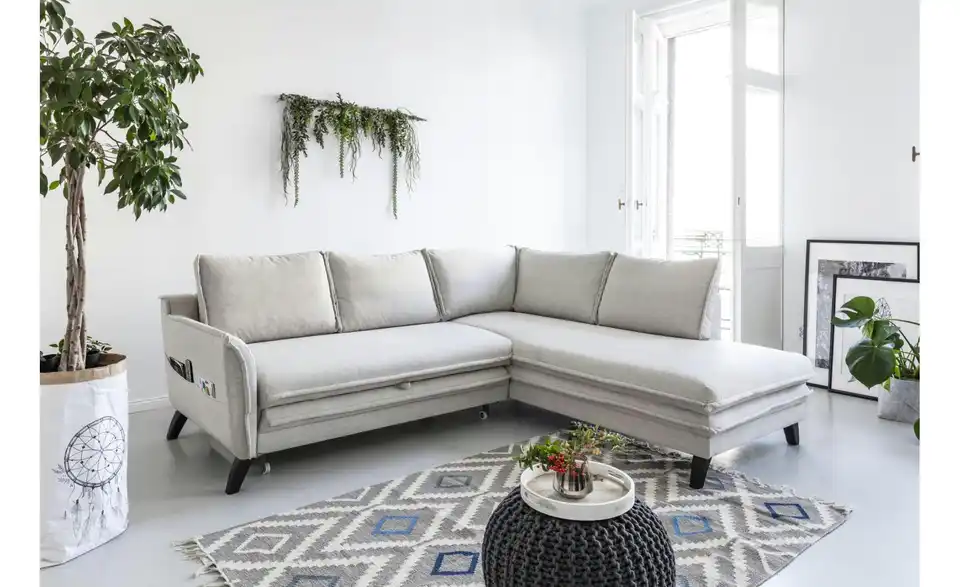Miuform Ecksofa Charming Charlie mit Schlaffunktion, in Wohnsituation