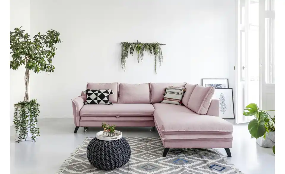 Miuform Ecksofa Charming Charlie mit Schlaffunktion, in Wohnsituation