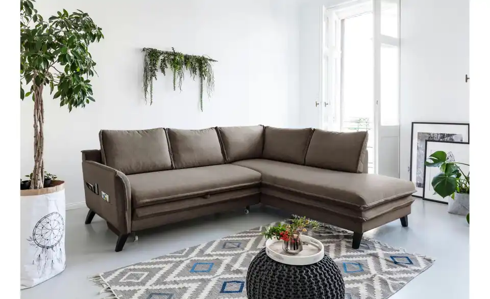 Miuform Ecksofa Charming Charlie mit Schlaffunktion, in Wohnsituation