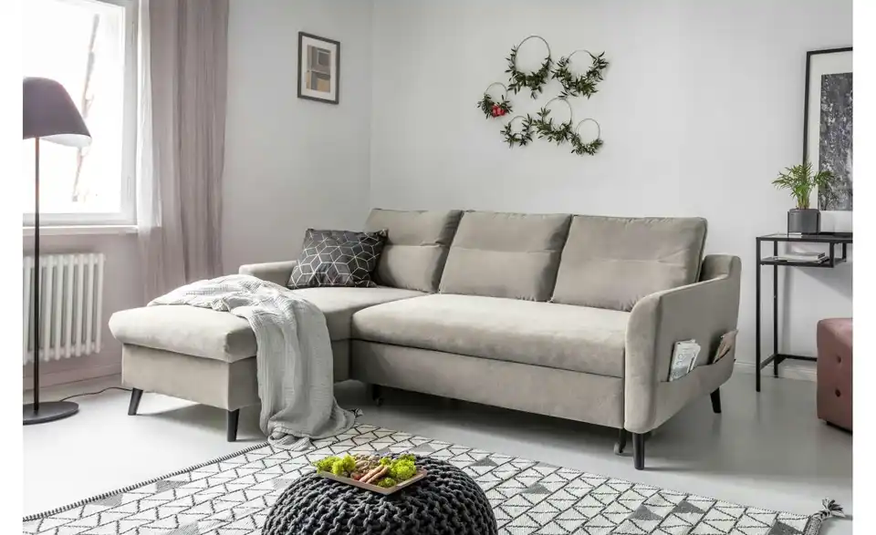 Miuform Ecksofa Stylish Stan mit Schlaffunktion, in Wohnsituation