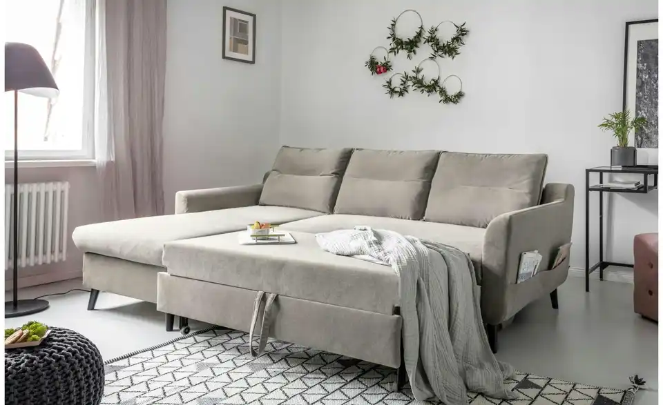 Miuform Ecksofa Stylish Stan mit Schlaffunktion, in Wohnsituation
