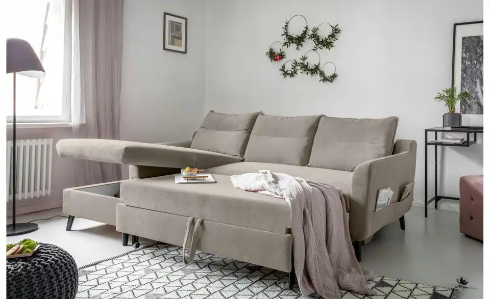 Miuform Ecksofa Stylish Stan mit Schlaffunktion, Funktionsansicht