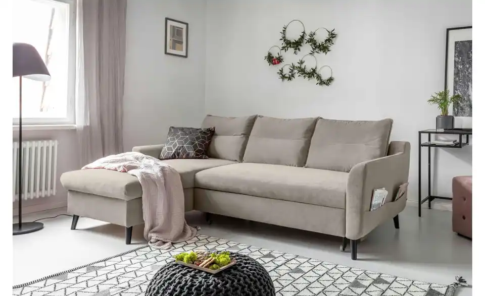 Miuform Ecksofa Stylish Stan mit Schlaffunktion, in Wohnsituation