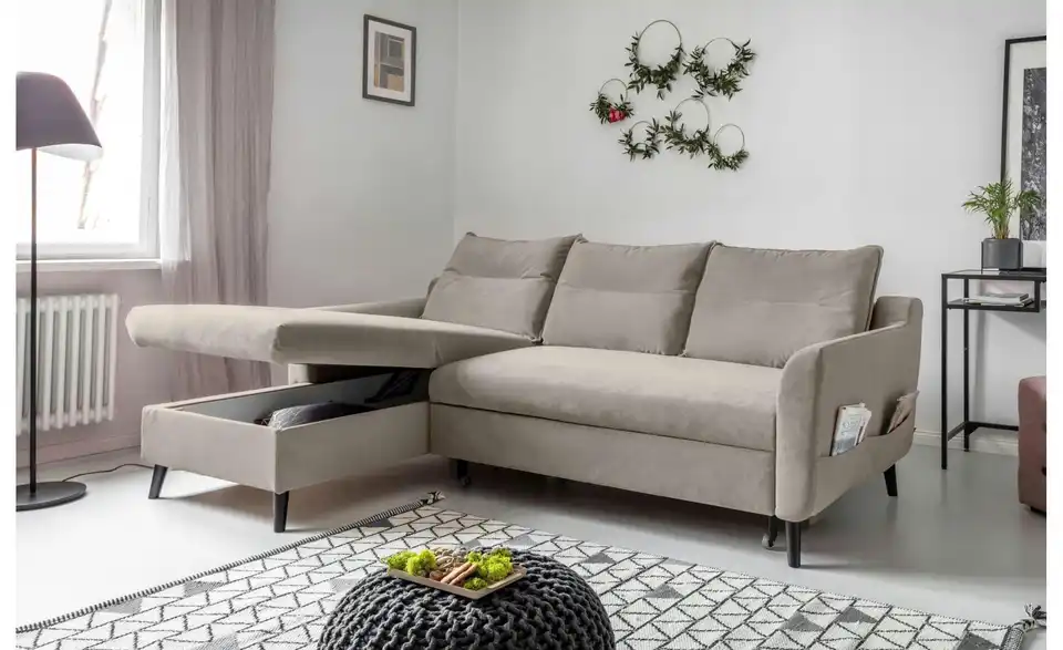 Miuform Ecksofa Stylish Stan mit Schlaffunktion, in Wohnsituation
