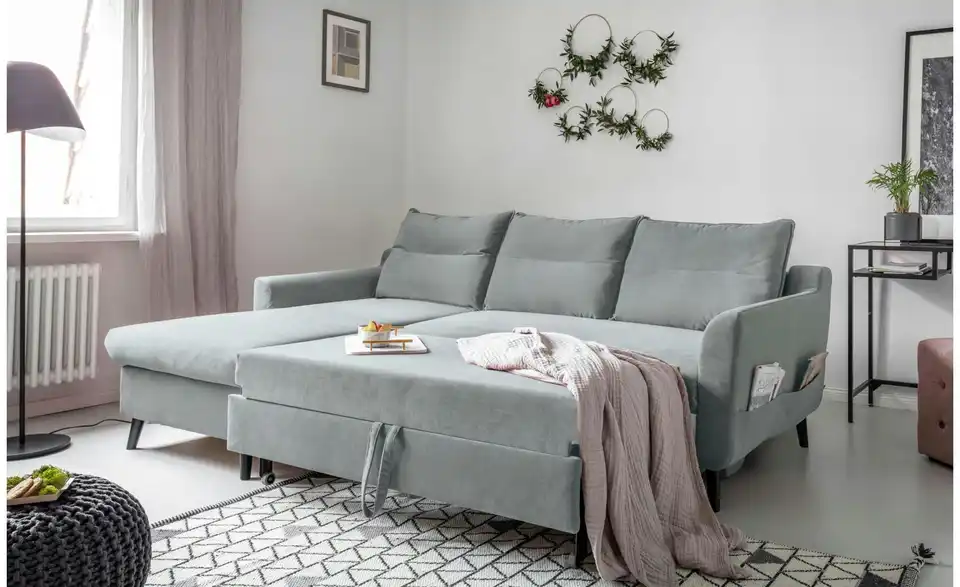 Miuform Ecksofa Stylish Stan mit Schlaffunktion, in Wohnsituation