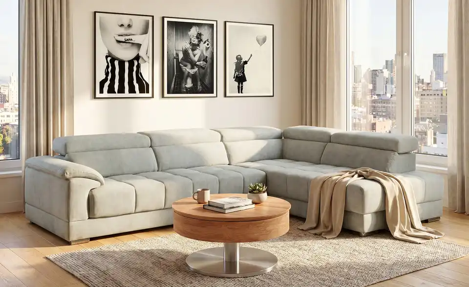 Primo Ecksofa Mikrofaser, in Wohnsituation