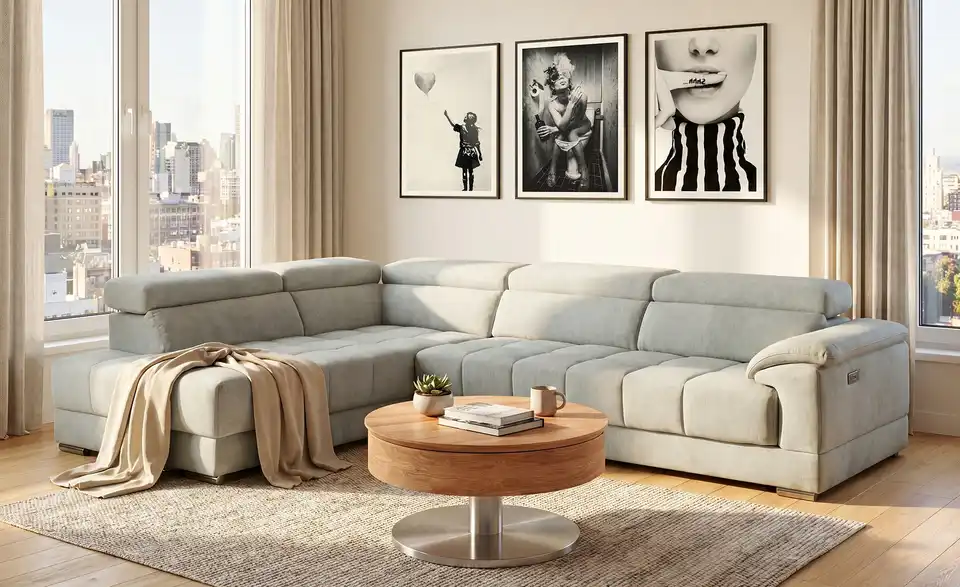 Primo Ecksofa Mikrofaser, in Wohnsituation