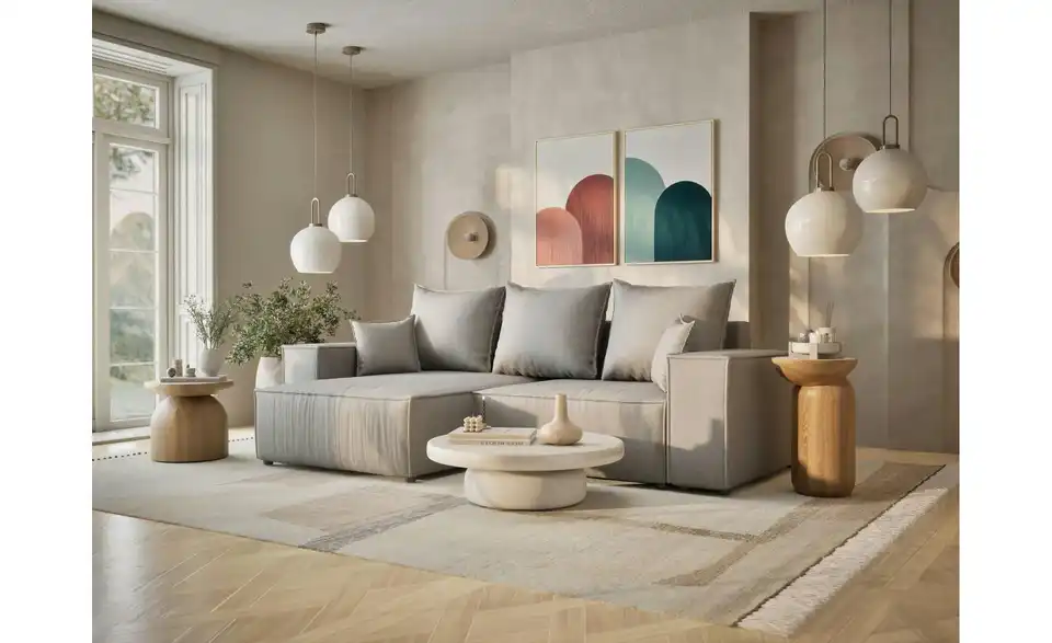 Ecksofa, in Wohnsituation