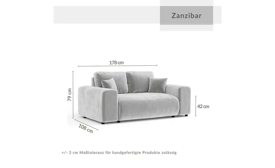 Einzelsofa Zanzibar, Bemaßung