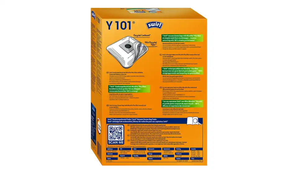 SWIRL Staubsaugertüte Y 101 MicroPor Plus, Rückansicht