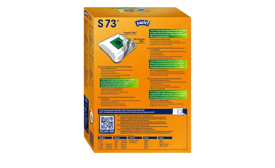 SWIRL Staubsaugertüte S 73 MicroPor Plus, Rückansicht