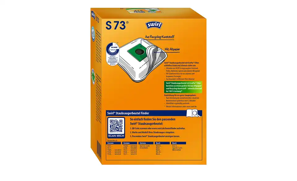 SWIRL Staubsaugertüte S 73 AirSpace, Rückansicht