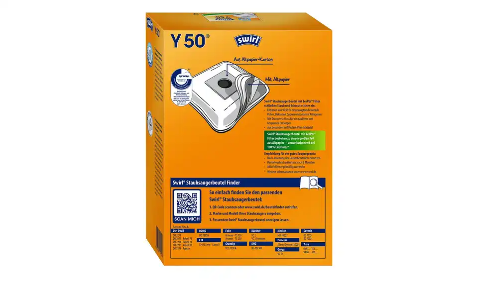 SWIRL Staubsaugertüte Y 50 AirSpace, Rückansicht
