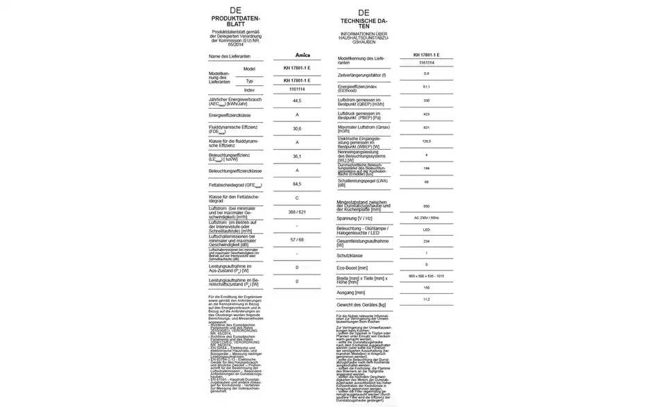 Amica Kaminhaube KH 17801-1 E