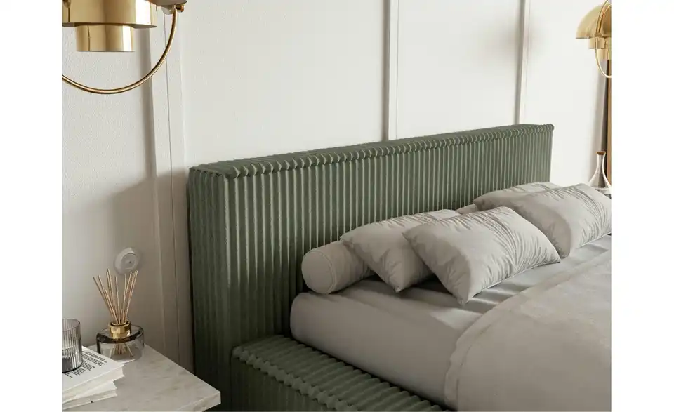 Selsey Polsterbett BK 140x200 Khaki mit Bettkasten, in Wohnsituation