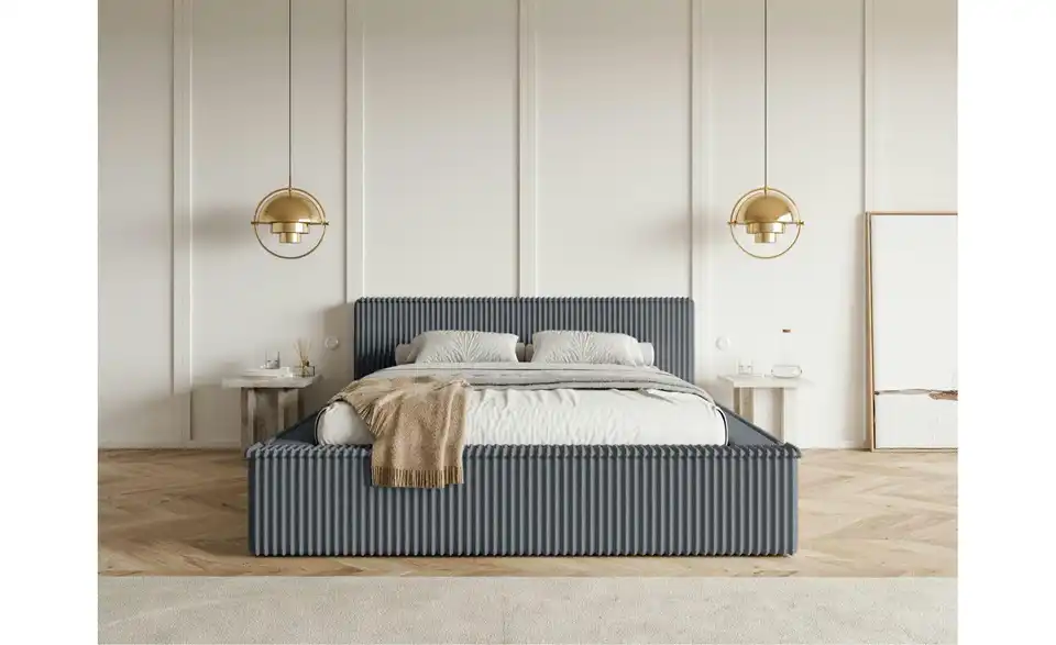 Selsey Polsterbett BK 160x200 Grau mit Bettkasten, in Wohnsituation