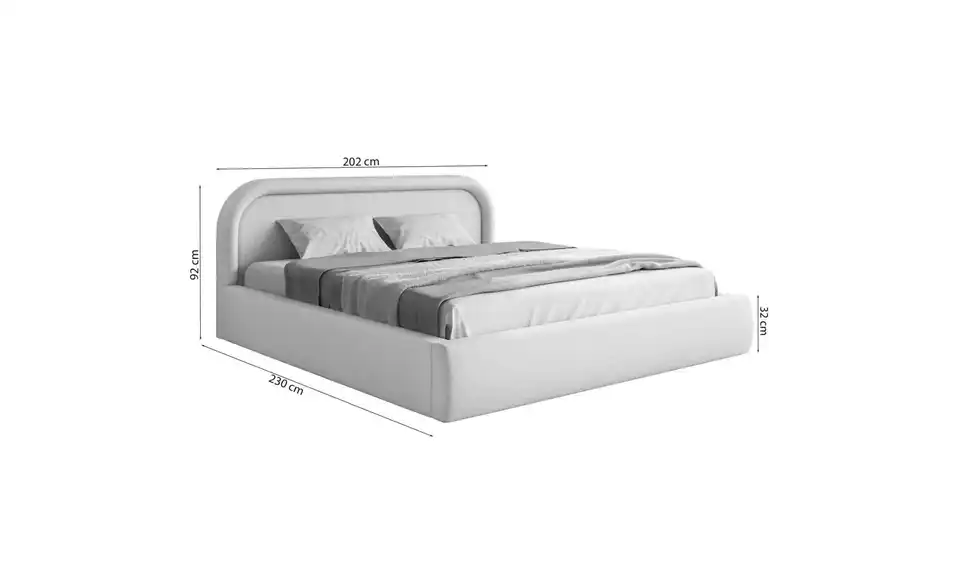 Selsey Polsterbett mit Bettkasten, Bemaßung