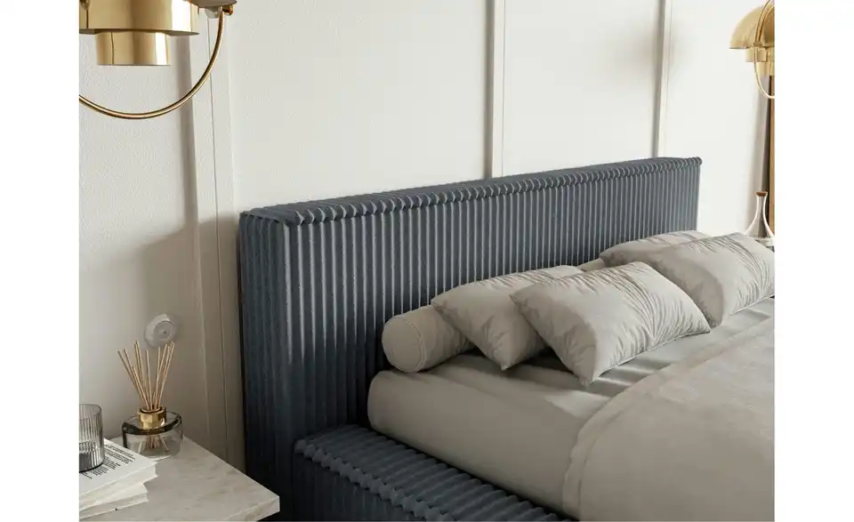 Selsey Polsterbett BK 180x200 Grau mit Bettkasten, in Wohnsituation