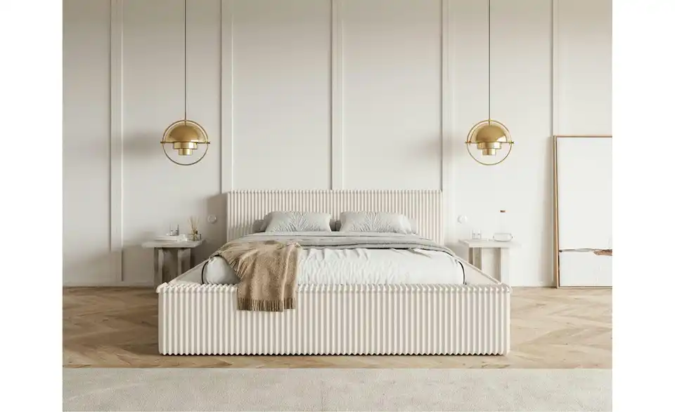 Selsey Polsterbett BK 180x200 Creme mit Bettkasten, in Wohnsituation