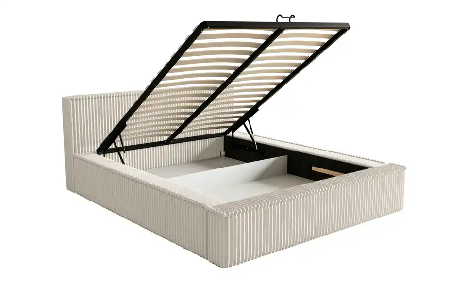 Selsey Polsterbett BK 180x200 Creme mit Bettkasten, Funktionsansicht