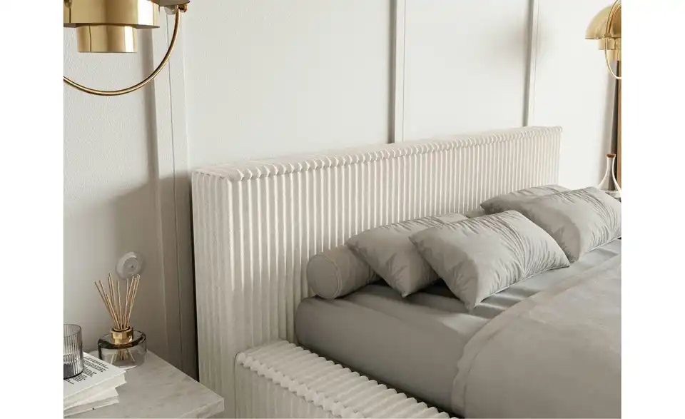 Selsey Polsterbett BK 180x200 Creme mit Bettkasten, in Wohnsituation