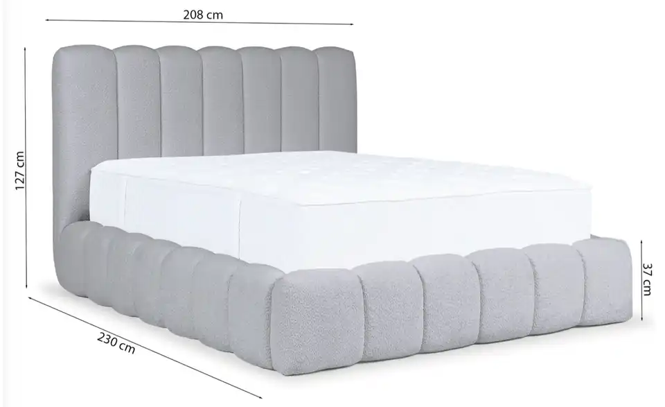 Selsey Polsterbett BK 180x200 H.beige mit Bettkasten, Bemaßung