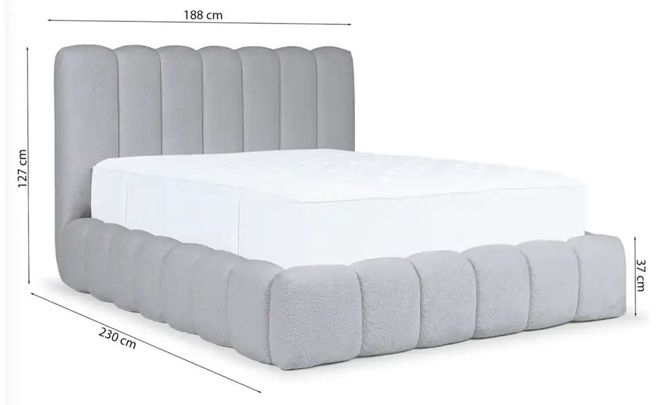 Selsey Polsterbett BK 160x200 H.beige mit Bettkasten, Bemaßung