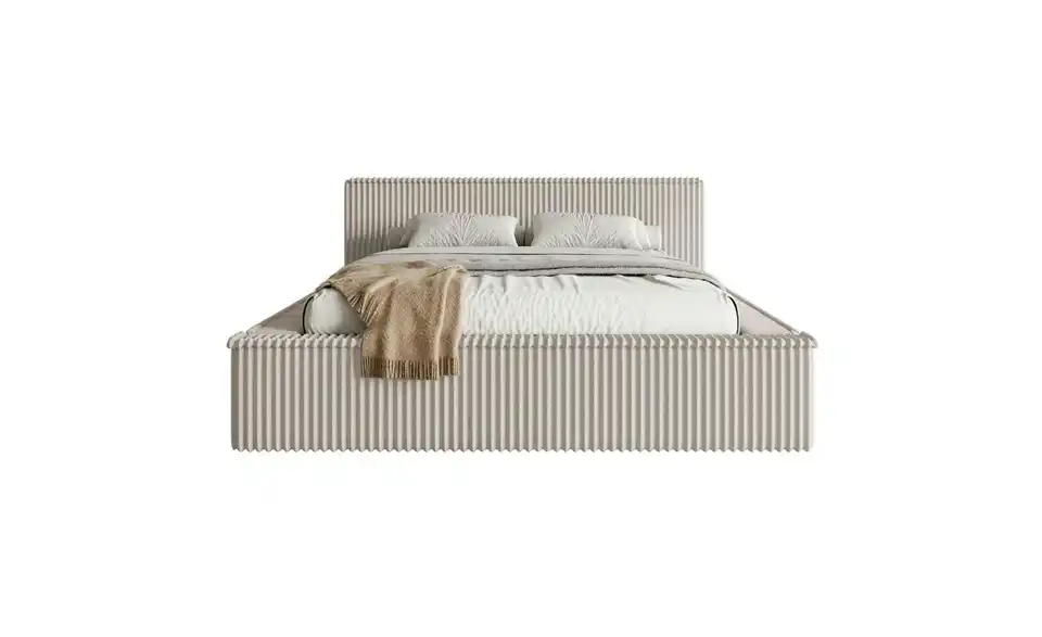 Selsey Polsterbett BK 140x200 Greige mit Bettkasten