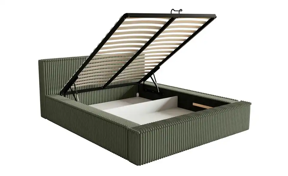Selsey Polsterbett BK 180x200 Khaki mit Bettkasten, Funktionsansicht