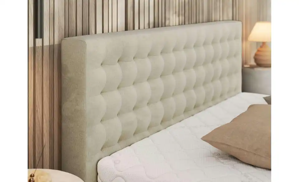 Polsterbett 140x200 Beige mit Bettkasten, Detailansicht