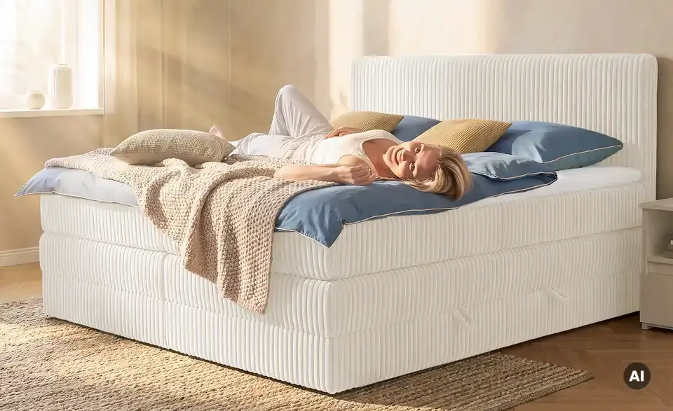 Boxspringbett mit Bettkasten, in Wohnsituation