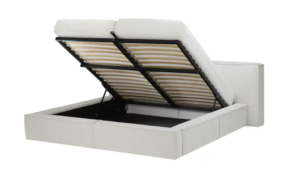 Polsterbett mit Bettkasten, geöffnet