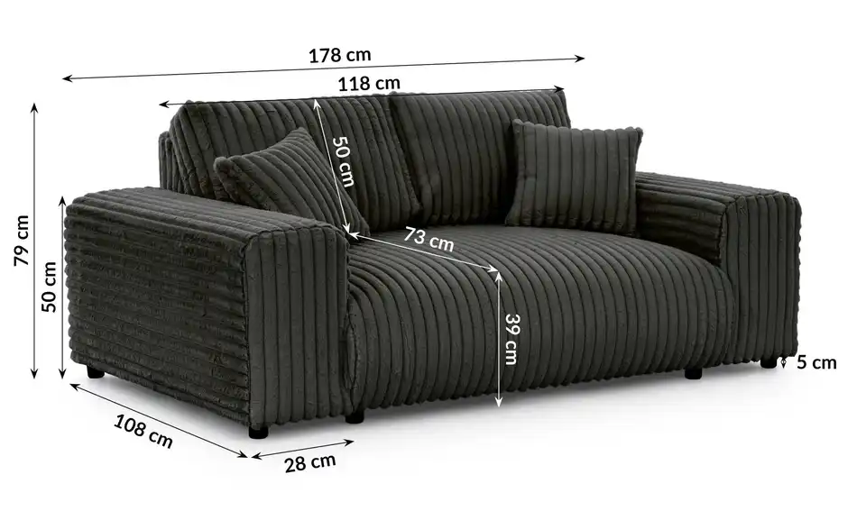 S-STYLE Einzelsofa Mollis, Bemaßung