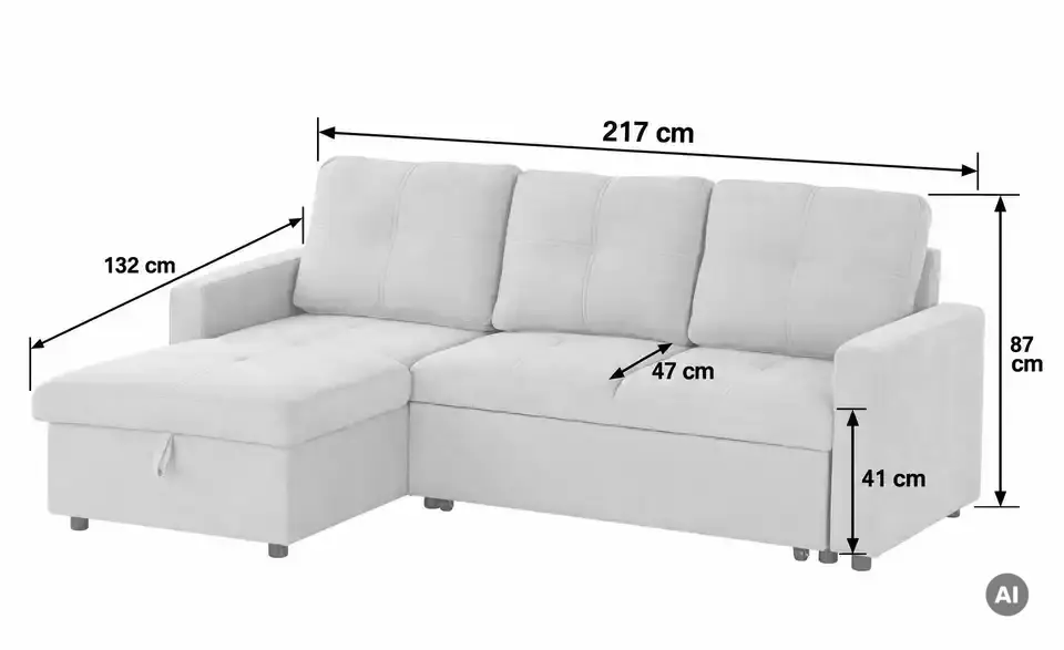 Ecksofa Katalina, Bemaßung