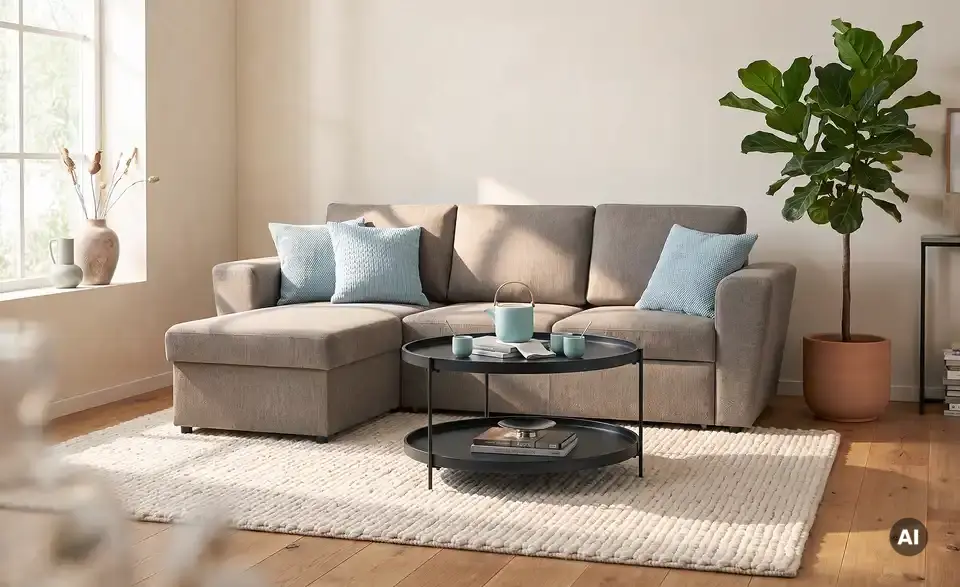 Ecksofa Xara mit Schlaffunktion, in Wohnsituation