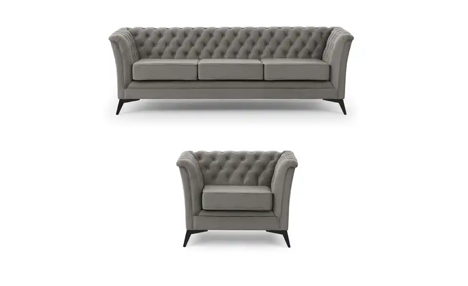 Chesterfield Polstergarnitur 3+1 Wilhelm, Frontansicht