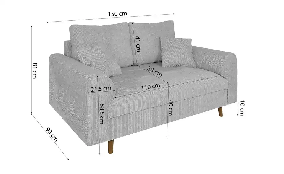 Einzelsofa Trygve, Bemaßung
