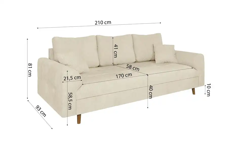 Einzelsofa, Bemaßung