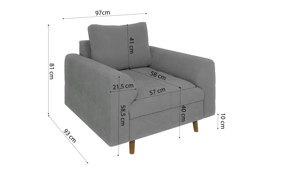 Sessel Lars, Bemaßung