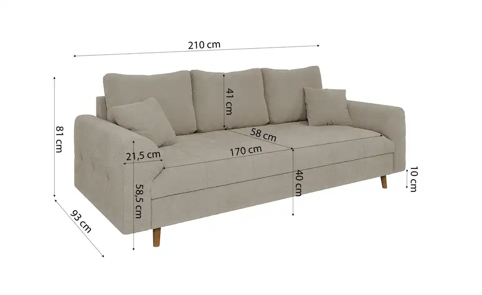 S-STYLE Einzelsofa Lars, Bemaßung