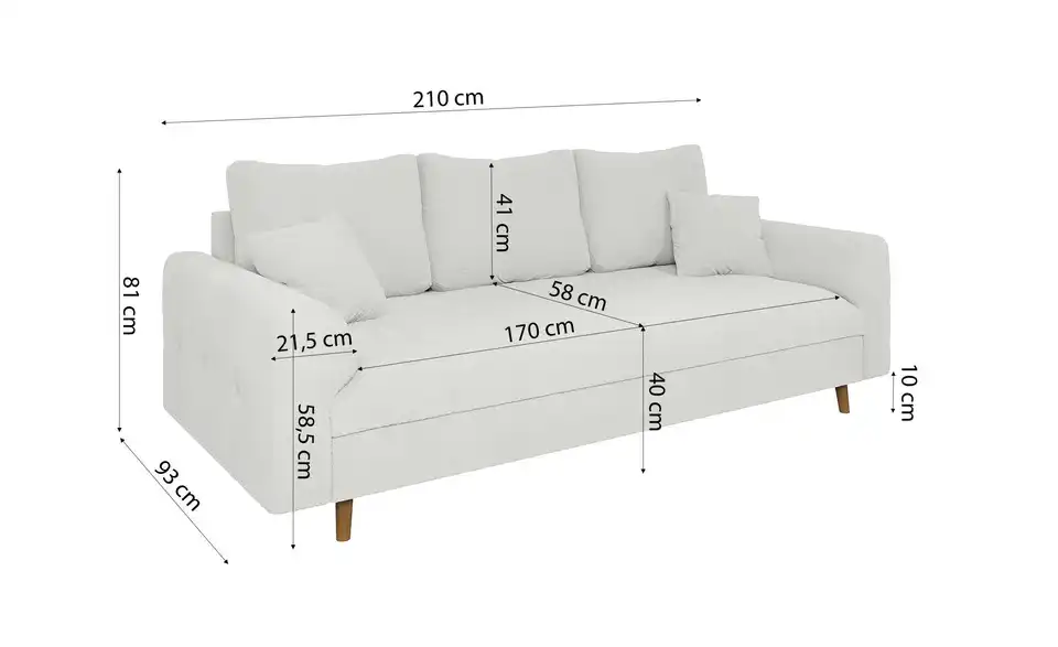S-STYLE Einzelsofa Lars, Bemaßung