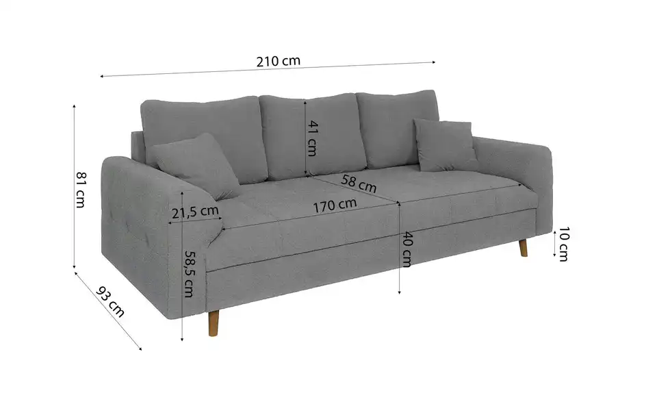 S-STYLE Einzelsofa Lars, Bemaßung